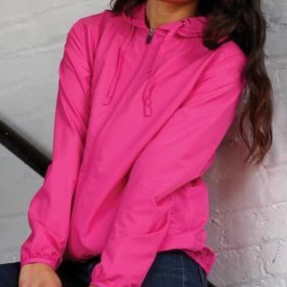 ATC hot pink jacket, M, windbreaker Spring Coat, pockets & hood, Neon Cute - Picture 2 of 7